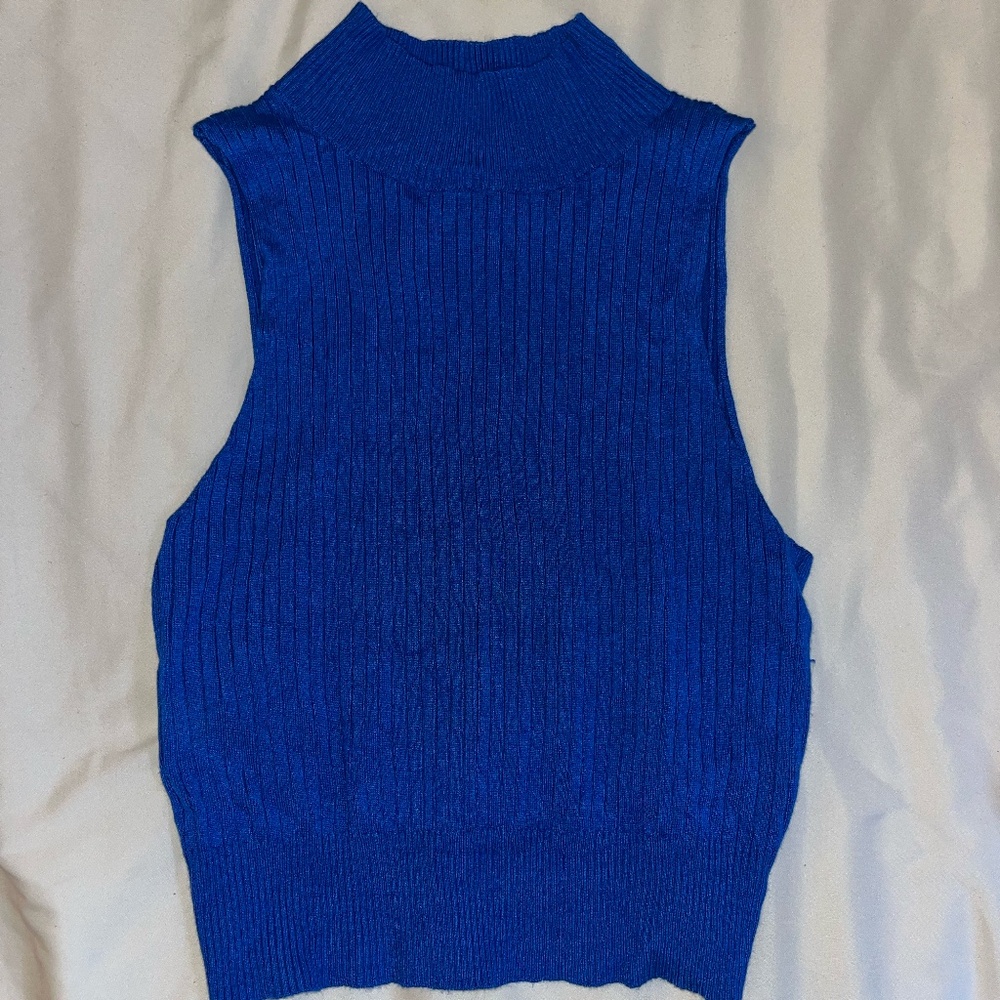 Royal Blue High-necked knitted top